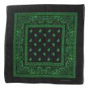 Bandana Tuch - Paisley Muster 02 - schwarz - grün - quadratisches Kopftuch