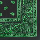 Bandana Scarf - Paisley pattern 02 - black - green - squared neckerchief