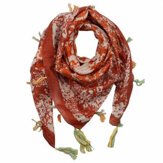 Sciarpa di cotone - Fiori e ornamenti - Modello 07 - foulard quadrato
