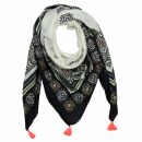 Cotton Scarf - Flowers and ornaments - Model 03 - squared kerchief