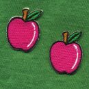 Aufnäher - Apfel - klein pink 2er Set - Patch
