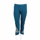 Leggings - 3/4 Capri with lace - petrol - one size - Jersey