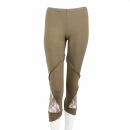 Leggings - 3/4 Capri with lace - brown-light brown - one size - jersey