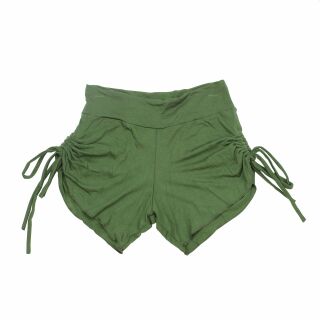 Shorts mit Raffung - Hotpants - Pantys - grün-oliv - one size - Jersey