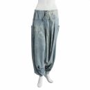 Pantaloni harem - pantaloni a sbuffo - alla turca - pantaloni Aladdin - strisce blu - bianco - jersey di cotone