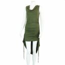 Kleid mit Raffung - grün-oliv - Wasserfallkragen -...