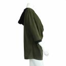 Sweater with hood - two layers - waterfall collar - olive-black - jersey