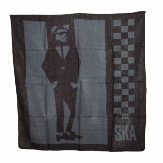 Pañuelo de algodón - SKA - negro - gris 1 - Pañuelo cuadrado para el cuello