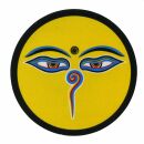 Aufkleber - Buddhas Augen - gelb - Sticker 7cm