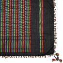 Kufiya premium - black - rainbow stripes - fringes and bobbles colorful - Shemagh - Arafat scarf