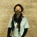Kufiya plus negro - Keffiyeh - Rainbow Stripes - franja y bobina colorido - Pañuelo de Arafat