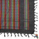 Kufiya plus black - rainbow stripes - fringes and bobbles colorful - Shemagh - Arafat scarf