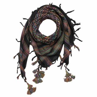 Kufiya premium negro - Keffiyeh - multicolor lines - franja y bobina colorido - Pañuelo de Arafat