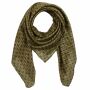 Cotton Scarf - Stars 6 cm green-olive - red 2 Lurex silver - squared kerchief