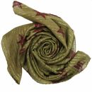Cotton Scarf - Stars 1,5 cm green-olive - red 2 Lurex silver - squared kerchief