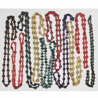 Set 10x Halskette Holz Perlen Murmeln Ringe naturfarben Kette