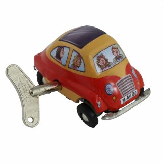 Giocattolo di latta - auto a carica automatica - mini racer - giallo rosso - auto in latta