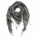 Bufanda de seda con flecos - 100x100 cm - gris oscuro -...