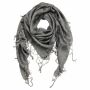 Silk scarf with fringes - 100x100 cm - dark gray