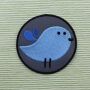 Parche - Pájaro bajo - azul claro y gris