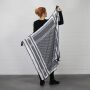 Kefiah Desert premium - bianco-nero - franges e pon-pon nero - Shemagh - Sciarpa Arafat