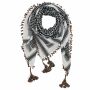 Kufiya Desert premium - Keffiyeh - blanco-nero - franja y bobina colorido - Pañuelo de Arafat