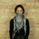 Cotton scarf fine & tightly woven - Grey Spiral - with fringes - squared kerchief