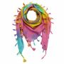 Foulard tessuto finemente e densamente - Rainbow Spiral - con frange - sciarpa di cotone leggera quadrata
