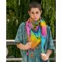 Cotton scarf fine & tightly woven - Rainbow Spiral - with fringes - squared kerchief