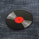 Patch - disco in vinile - rosso e nero - toppa