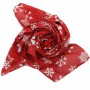 Cotton Scarf - Snowflakes red - white - squared kerchief
