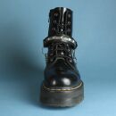 Leather boot chain - pyramid studs rectangular - black