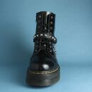 Leather boot chain - flat pointed studs - black