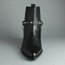 Leather boot chain - flat pointed studs - black