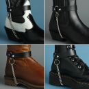 Stiefelkette aus Leder - Glattleder - schwarz