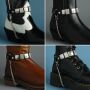 Stiefelkette aus Leder - Conchas viereck - schwarz