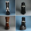 Stiefelkette aus Leder - Conchas rund - schwarz