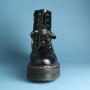 Stiefelkette aus Leder - stumpfe Killernieten - schwarz
