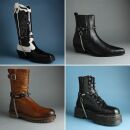 Leather boot chain - blunt killer rivets - black