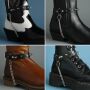 Leather boot chain - blunt killer rivets - black