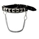 Leather boot chain - pyramid studs - black