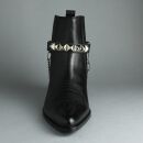 Leather boot chain - pyramid studs - black