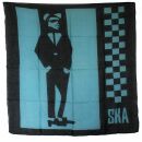 Sciarpa di cotone - SKA - nero - turchese - foulard quadrato
