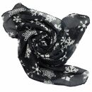 Sciarpa di cotone - fiocchi di neve nero - bianco - foulard quadrato
