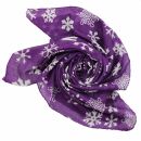 Sciarpa di cotone - fiocchi di neve viola - bianco - foulard quadrato
