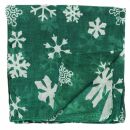 Sciarpa di cotone - fiocchi di neve verde - bianco - foulard quadrato