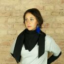 Cotton scarf fine & tightly woven - black - squared kerchief