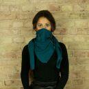 Cotton scarf fine & tightly woven - petrol - squared kerchief