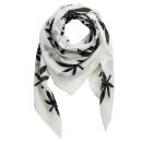 Sciarpa di cotone - foglia di canapa grande - bianco-nero - foulard quadrato