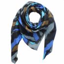 Cotton Scarf - zebra pattern 01 - blue-grey-brown-black -...